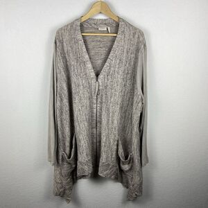 LOGO By Lori Goldstein Gray Full Zip Lagenlook Sweater/Jacket Size 3X